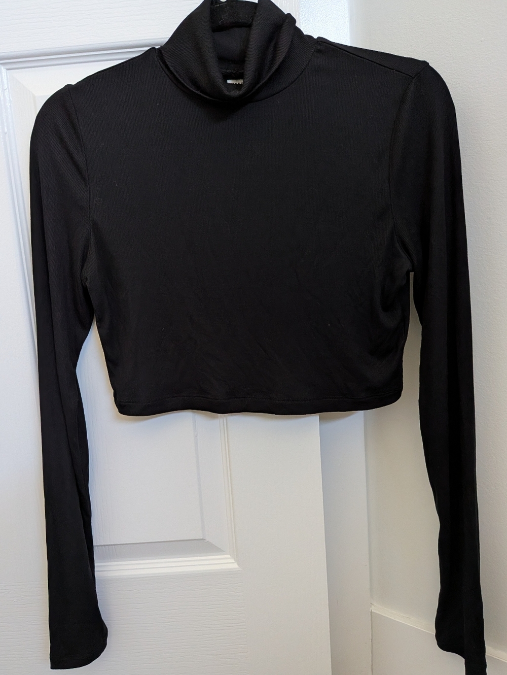 Sunday Best Black Long-Sleeve Turtleneck Crop Top